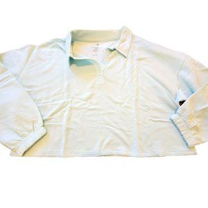Polo Shirt Men's Aqua Mint Green Fleece Lined Lounge Soft Size 1X JJ2084